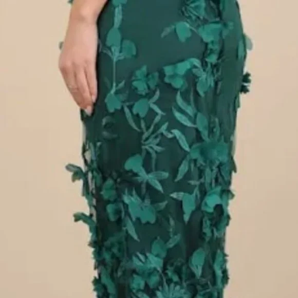 Lulus Limitless Adoration Emerald 3d Floral Embroidered Midi dress - Picture 5 of 7